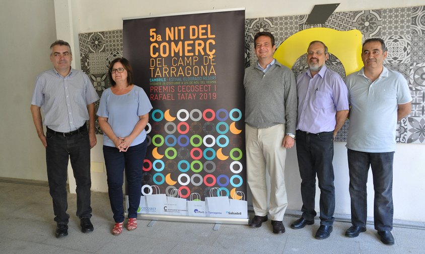 Ferran Milà, Camí Mendoza, Oliver Klein, Marcel Folch i Tomàs Sierra, ahir, a la presentació de la 5a Nit del Comerç