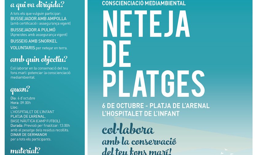 Cartell de la neteja de platges que es farà el proper diumenge