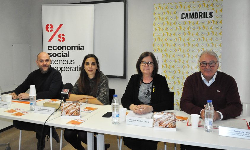 Gerard Nogués, Ana López, Camí Mendoza i Francesc Tarragona, ahir ,a la presentació del CoopCamp a Cambrils