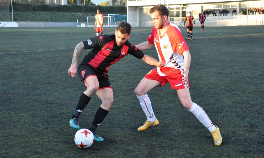 Imatge del partit que va enfrontar al Reus B Cambrils i al CE L'Hospitalet, ahir a la tarda