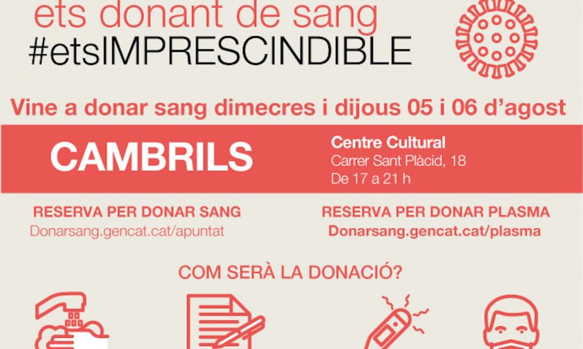 Cartell de la propera campanya de donació de sang