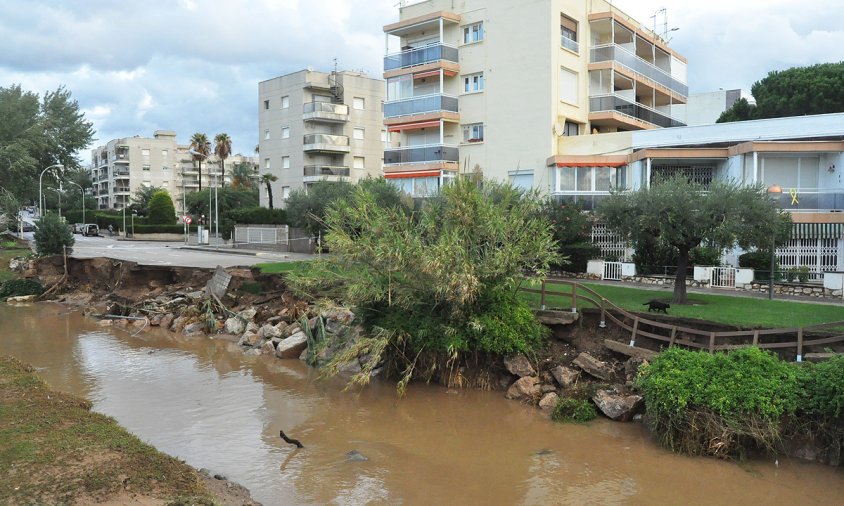 Imatge de la desembocadura del barranc de la Verge del Camí l'endemà dels aiguats, el 23 d'octubre de 2019