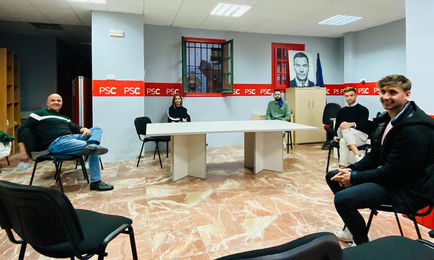 D'esquerra a dreta el primer secretari Rafa Garrido, la cap de llista i portaveu del PSC a l'Ajuntament, Ana López, el secretari d'organització, Miguel Ángel Díaz i Alex Fernandez com a primer secretari; Ivan Bernal com a secretari d’organització de les J