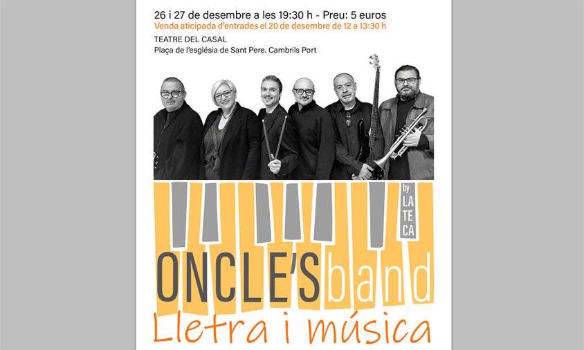 Cartell de l'actuació dels Oncle's Band per aquest proper cap de setmana