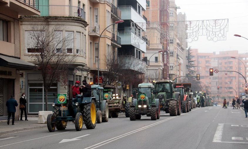 Imatge d'alguns dels tractors que han participat a la tractorada d'UP a Lleida