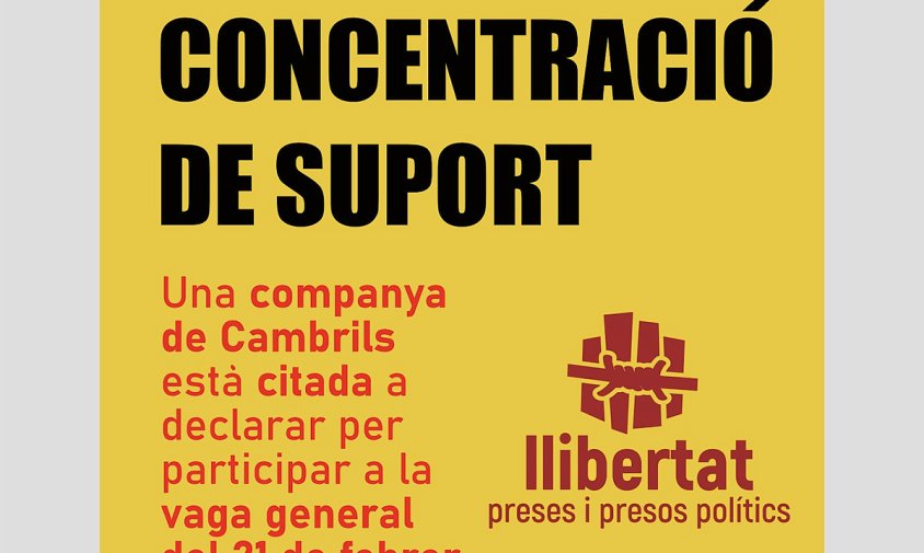 Cartell de suport a la persona citada