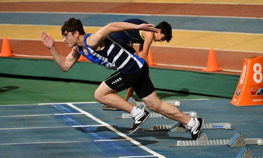 Aleix Llaberia a la prova dels 100 metres llisos en la categoria s-16