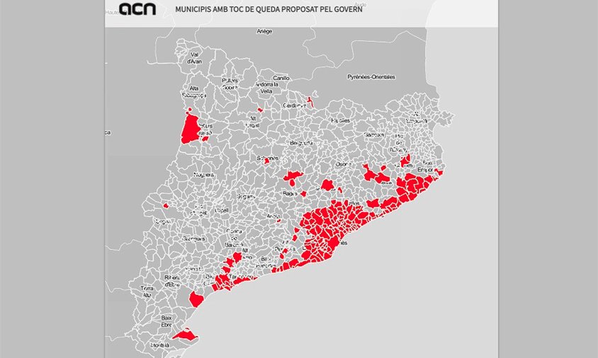 Mapa dels 161 municipis afectats pel toc de queda que vol aplicar el Govern