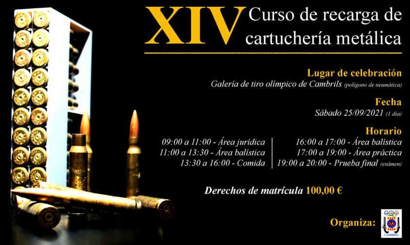 Cartell del XIV curs de recàrrega de cartutxeria metàl·lica