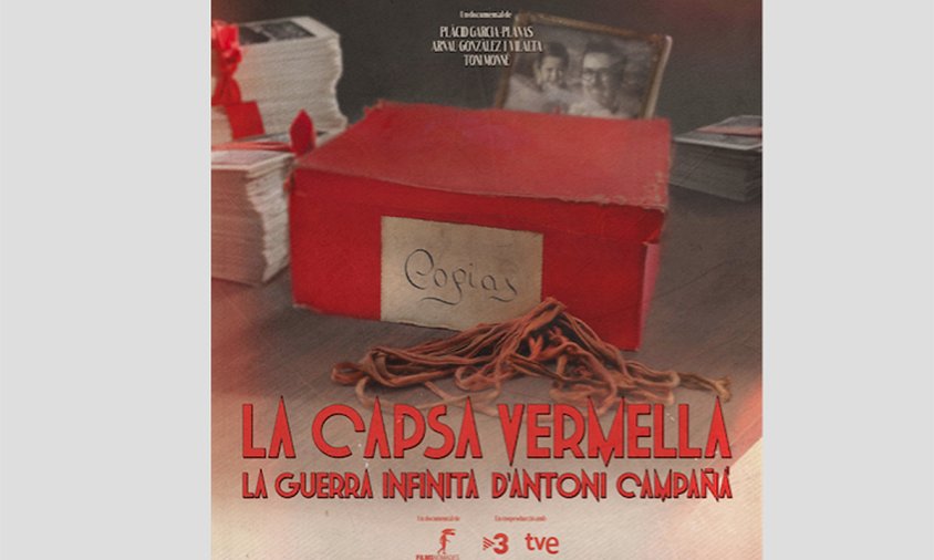 Cartell del documental "La capsa vermella. La guerra infinta d'Antoni Campañà"