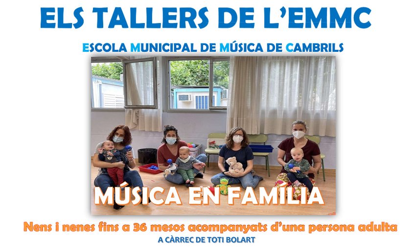 Cartell dels tallers musicals adreçats a nadons i infants i els seus pares i mares