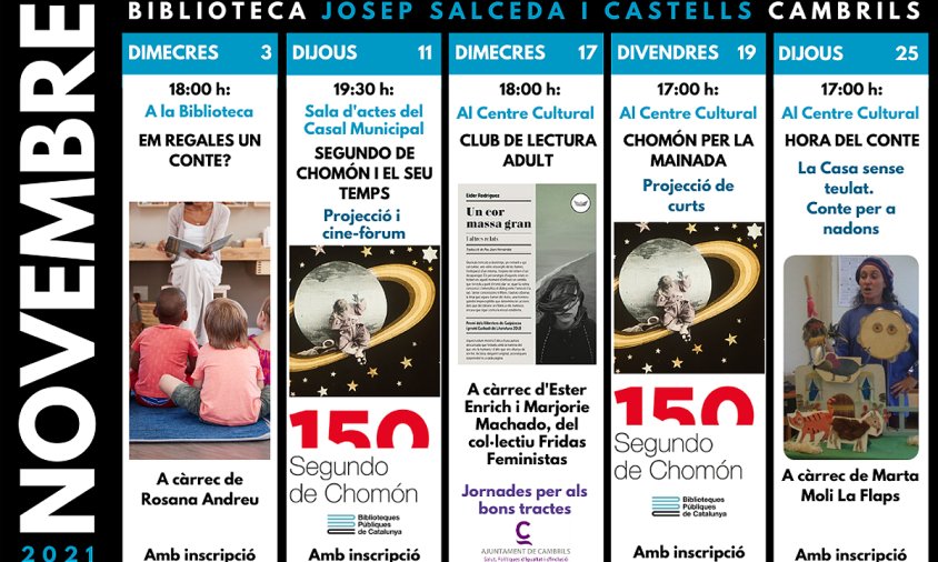 Cartell de les activitats de la Biblioteca per aquest mes de novembre